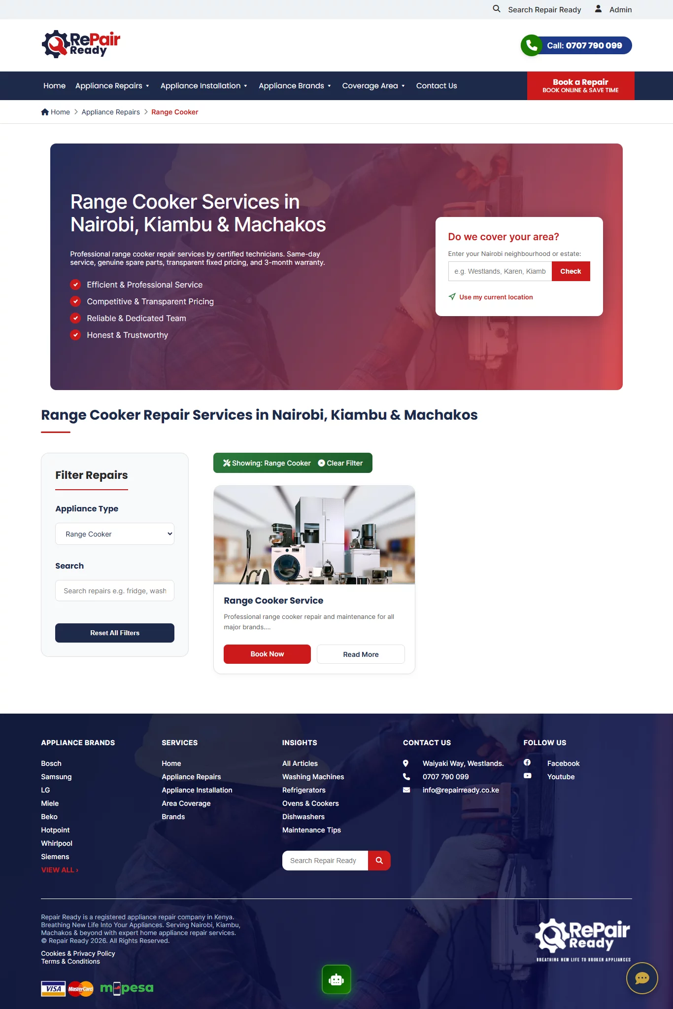Appliance Search Page