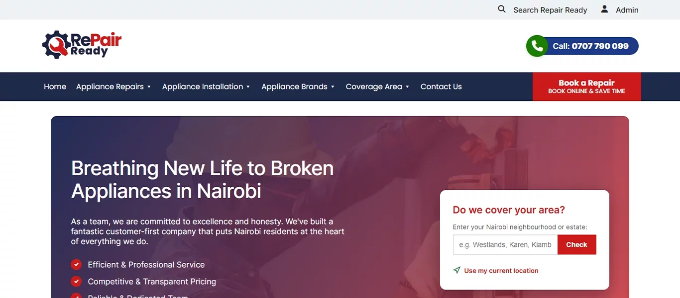 Repair Ready Kenya - Same-Day Appliance Repair Platform
